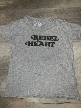 Chaser Gray Tee with “Rebel Heart” Print